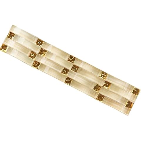 Hominter Tile Sample 3 x 12 Inches: Hand Painted Glass Wall Tiles, Gold Crystal Mosaic Bathroom Tile, Arched Clear Glass Kitchen Backsplash Interlocking YF-88 Cover