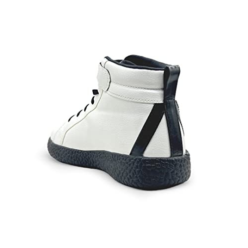 Image of KazarMax Boys and Girls Black shimmer K Logo Patch Ankle Length Shoes in White Color-11 Kids UK