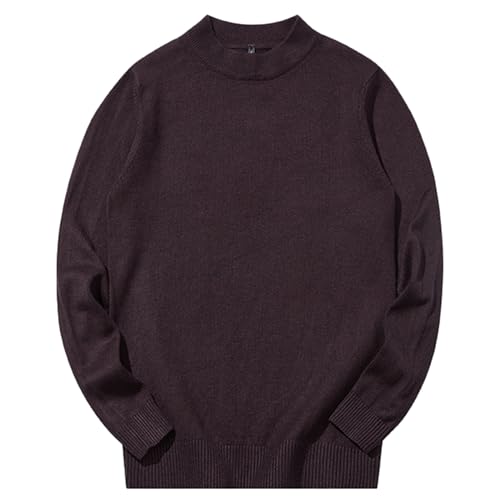 Pull à col roulé pour hommes tricot haut de gamme couleur unie marron XL