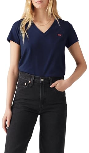 Levi's Women's Perfect V-Neck T-Shirt, (New) Peacoat, Medium, Standard