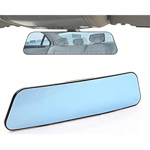 KITBEST Rear View Mirror, 11.8 Inches Anti Glare Rearview Mirror, Wide Angle Panoramic Convex Rearview Mirror Clip on Car Mirror to Eliminate Blind Spot for Cars SUV Trucks (11.8” L X 2.9” H)