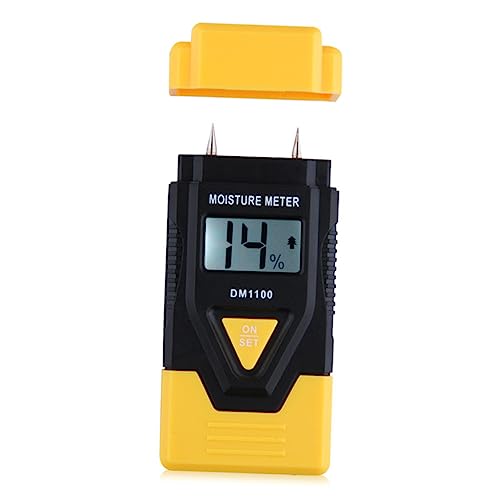 Sosoport Digital Three in One Hygrometer Moisture for Wood Paper and Cardboard Accurate Humidity Detection Sensor in Yellow for Firewood and Hardened Materials