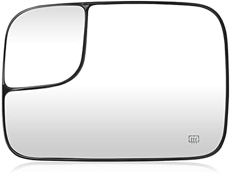 TOP-MAX Heated Driver Side Mirror Glass For 2009-2018 Dodge Ram 1500/2500 - Convex, Silver, OE Replacement 68050299AA, 68079363AA