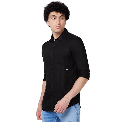 Image of Spykar Men's Regular Fit N /A Full Sleeve Solid Casual Shirts