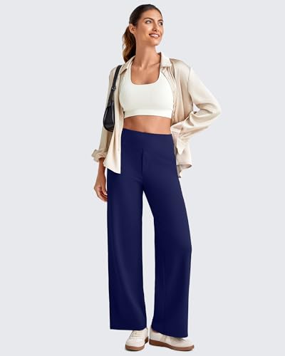 Image of G4Free EverGoing Wide Leg Ankle Pants for Petite Women with Pockets Stretch | Moisture Wicking, 4-Way Stretch, 7 /8 Ankle Length, Faux Fly Detail, Faux Back Pockets, Yoga To Casual Wear