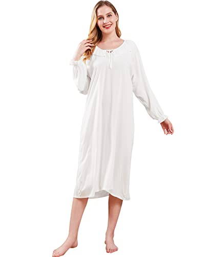 Nanxson Womens Nightgown Long Sleeve Sleepwear Vintage Victoiran Nightdress Ladies Lightweight Loungewear2