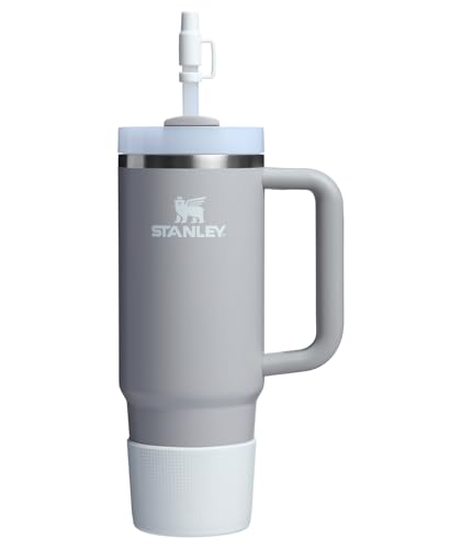 Image of STANLEY Quencher Boot and Straw Cover Cap | Anti-Slip Silicone Protector for 20 & 30 oz Tumbler with Handle | Accessory Set for Stainless Steel Drinking Cup | Pale Stone