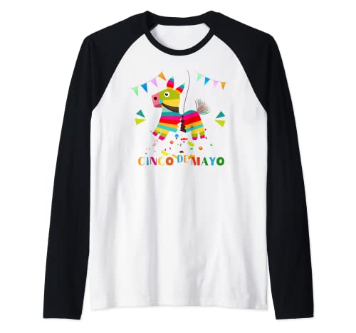 Piñata mexicana Cinco de Mayo Lets Fiesta 5 de Mayo Camiseta Manga Raglan