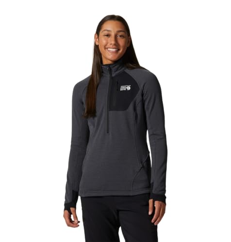 Mountain Hardwear Women's Polartec Power Grid Half Zip Jacket, Blue Slate Heather, Medium