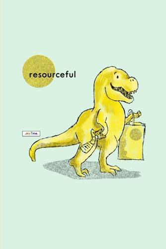 myTme notebook - Resourceful Dinosaur shopping.: 100 page notebook with alternating blank pages and 8mm wide lined pages. Hand drawn illustrations by Mother Hen Art.