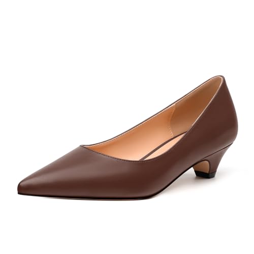 Women's Low Kitten Heels Pointed Toe Slip On Fashion Solid Pumps Womens Shoes for Daily Wedding Working