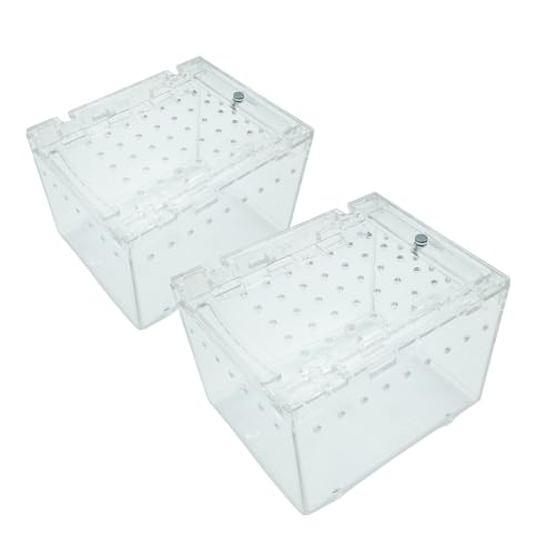 COZENTA 爬虫類 ケージ シェルター アクリル製 トカゲ 蛇 サソリ 飼育 ボックス (10x8x7cm 2個セット)