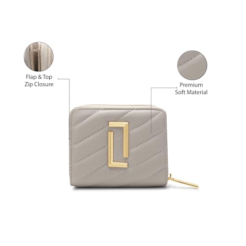 Image of Lavie Luxe Women's Diagonal Flap 25 Quilted Small Zip Wallet | Gift for Women
