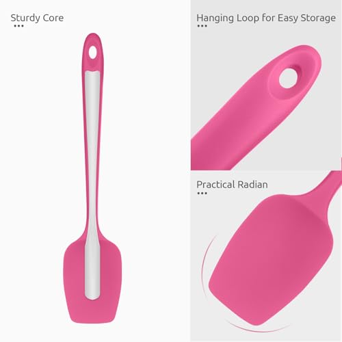 Image of U-Taste Silicone Spoon Spatula, 600F High Temp Spoonula, 11.38 inch, Rosy Pink