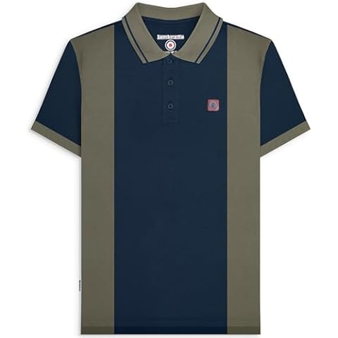 Lambretta Mens Vintage Colourblock Retro Polo Shirt Cover