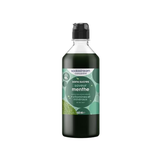 Sodastream Concentré Menthe Sans Sucres pour Machine à Eau Pétillante et Soda | Préparez jusqu'à 9 Litres de Sirop de Menthe en Quelques Secondes, 440ml