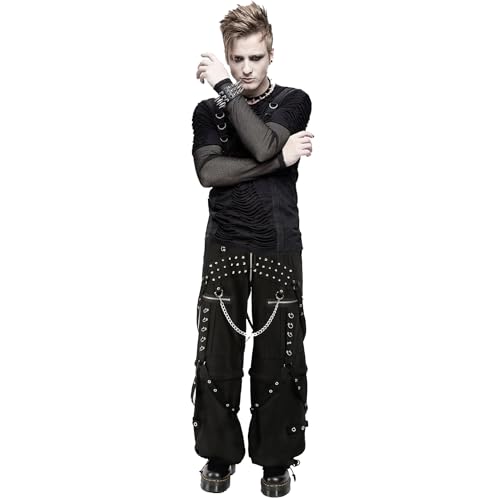 Men Extreme Bondage Goth Punk Rock Gothic Black Gothic Pant/Metal Studs Trouser Black Pants/USA