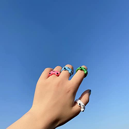 Frog Finger Rings Funny Cute Jewelry Animal Korean Colorful Contrast Chick Acrylic(orange-chick)4
