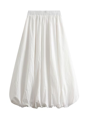 Women Elegant Balloon Long Skirts Solid Color High Waist Puffball Skirt Flowy Going Out A-Line Skirts