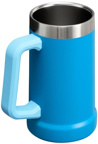 Image of STANLEY Stay-Chill Beer Stein 24 oz | Heavy Duty Big Grip Handle | Beer Tumbler Drink Cup, Holds 2 Cans | Insulated Stainless Steel Party Mug | BPA-Free | Azure