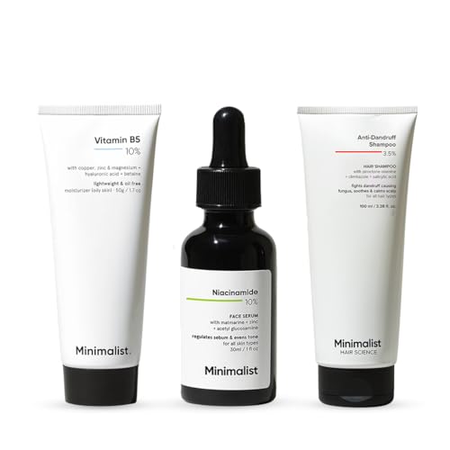 Minimalist Oil Control & Barrier Repair Kit | Niacinamide 10% Serum + Ceramide Moisturizer + Anti Dandruff Shampoo | Acne Marks, Oily Skin & Scalp Care Combo-picture-11