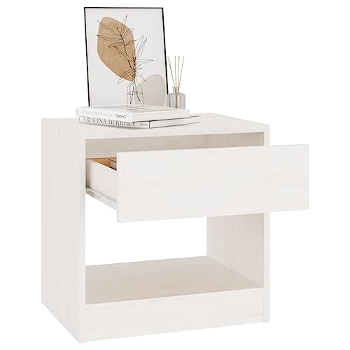 Table de chevet blanc en bois de pin pour optimiser le rangement - 4