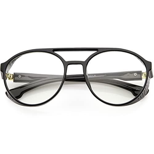zeroUV - Retro Steampunk Vented Side Cover Goggle Clear Lens Glasses 55mm