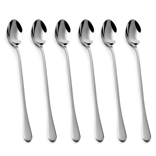 lulir 6 Pièces Cuillère à Glace et Latte Macchiato Longe, Cuillères à Café Acier Inoxydable, Passe au Lave-vaisselle, 19,3 cm/7,6 pouce Petite Cuillères...