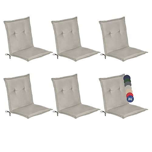 Beautissu Set de 6 Cojines sillas Jardin Loft NL - tumbonas mecedoras de balcón o Asiento Exterior con Respaldo bajo - 100x50x6 cm - Placas compactas de gomaespuma - Gris Claro