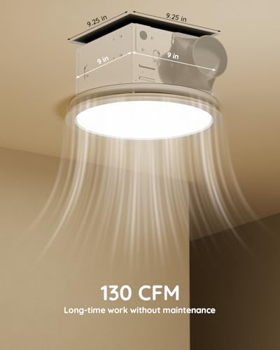 Image of Fitop Bathroom Exhaust Fan with Light,130 CFM 1.5 Sones 47W 1100LM