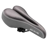 Banco Bicicleta Selim Bike Costurado Vazado Confortável MTB (Preto/Cinza)