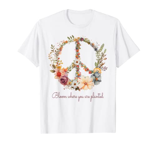 Daisy Peace Sign Hippie Soul Tshirt Flower Lovers Acquerello Maglietta