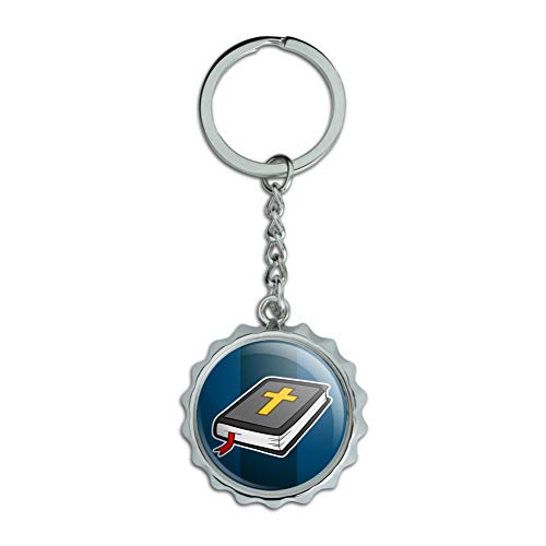 Bible Cross Chrome Plated Bottle Opener Keychain