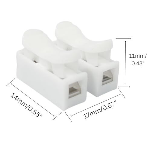 Image of Roboway 50Pcs CH2 Premium Spring Wire Connectors, Quick Spring Connector, Electrical Cable Clamp Terminal Block Connector, LED Strip Light Wire Connecting (Pack of 50 PCS)