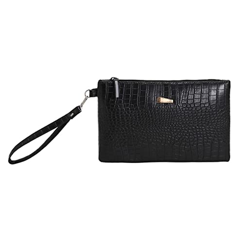 CRGANGZY Sac à main tendance pour femme - Motif alligator - Pochette en cuir synthétique - Pochette de soirée - Couleur unie, Noir , as shwon