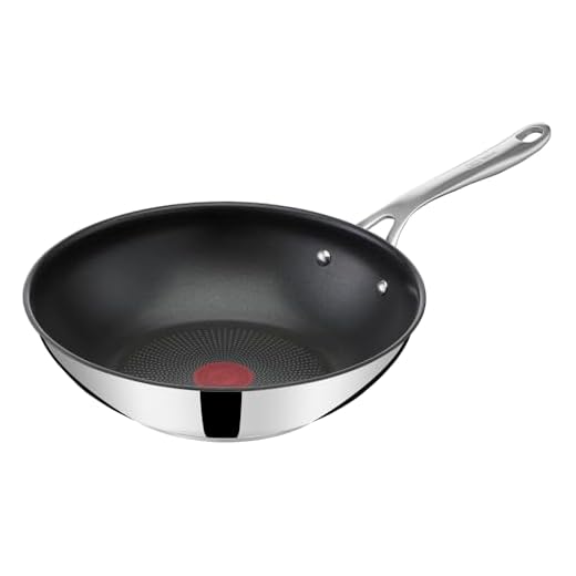 Tefal Jamie Oliver Cook's Direct On Wokpfanne, 28 cm, langlebige Antihaftversiegelung, Thermo-Signal, genieteter Griff, induktionsgeeignet, Edelstahl, E3041934