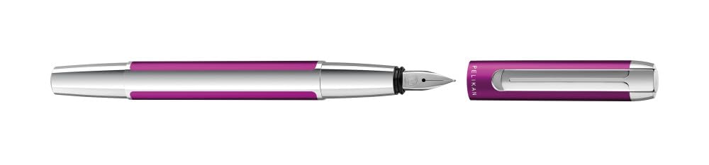 Pelikan Füllhalter Pura P40, Violett, Feder M (mittel), hochwertiger Patronenfüller im Geschenk-Etui, 823784