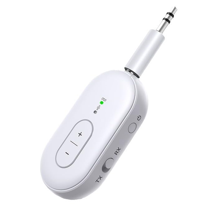 Odbiornik Bluetooth do samochodu, adapter Bluetooth 5.3 AUX, bezprzewodowy odbiornik z wyświetlaczem LED, odbiornik audio do starego głośnika/telefonu/słuchawek/PC, obsługa 2 urządzeń, niskie