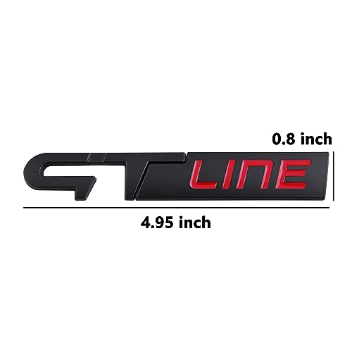 Image of GT line Emblem 3D Sticker Hood Fender Side Car Rear Car Exterior Logo Badge Compartment Trim Compatible with 2022 2023 Accessories (Black&RED)