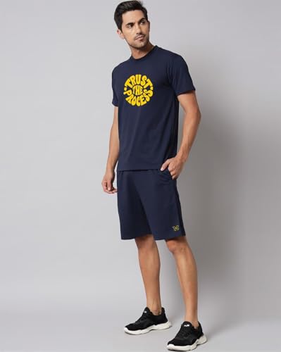 Image of Vogaan Men's T-Shirt and Shorts Set | Pyjama Set for Men | Co-ord Set | Cotton Printed Top & Shorts Night Suits Set