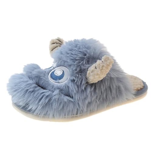 Cute Plush Slippers Monster Horn Y2K Animal Cotton Stuff Slippers Home Furry Fluffy Soft Indoor House Shoes