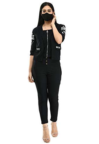 Image of Neysa Women's Cotton Lycra Regular Dress with Mask