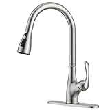 APPASO Pull Down Kitchen Faucet with Sprayer Brushed Nickel, Lead-free Single Handle Commercial High Arc Pull Out Spray Head Kitchen Sink Faucets, Llave para Fregadero de Cocina (cUPC-Certified Parts)
