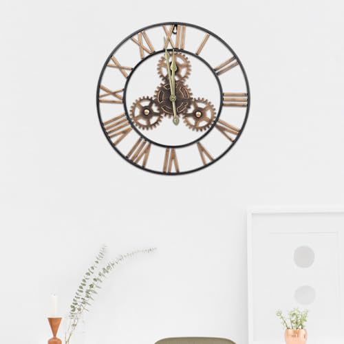Horloge murale solide en fer ronde style américain durable - 7