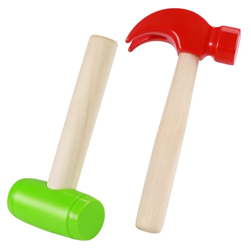 HO-SFSM Lot de 2 Marteaux pour Enfants, Jouet de Marteau en Bois pour Enfants, Marteau de Simulation pour Réparations, Blocs de Construction