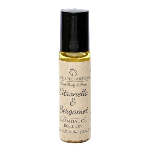 Alcohol Free Natural Essential Oil Spray and Roll On Oil Perfumes and Colognes for Men and Women by Lathered Artisan Bath, Body & Home (Citronella & Bergamot, Roller Bottle)