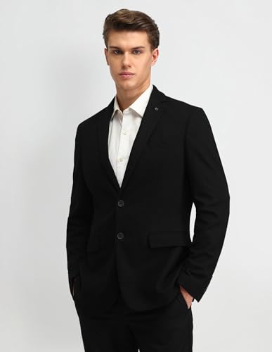 Image of Arrow Knitted Textured Pattern Mens Blazer with Three Pockets and Double-Vented Back Hem Single Breasted Blazer