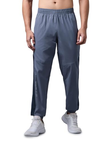 Image of TECHNOSPORT Men's Regular Fit Joggers with Zip Pockets, TECHNOLITE Quick Dry Stretchable Lightweight Track Pants for Gym Running and Casual Wear