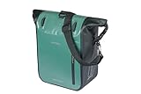 Basil Rivo Einzelne Fahrradtasche Gepäckträger – Wasserdicht 12-15L – Reflektierend – aus Tarpaulin – Mit MIK Hooks – 25X14X38 cm – Grün