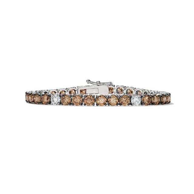 15 Carat Round Shape Brown and White Diamond Halo Wedding Engagement Tennis Bracelet In 14K White Gold Plated